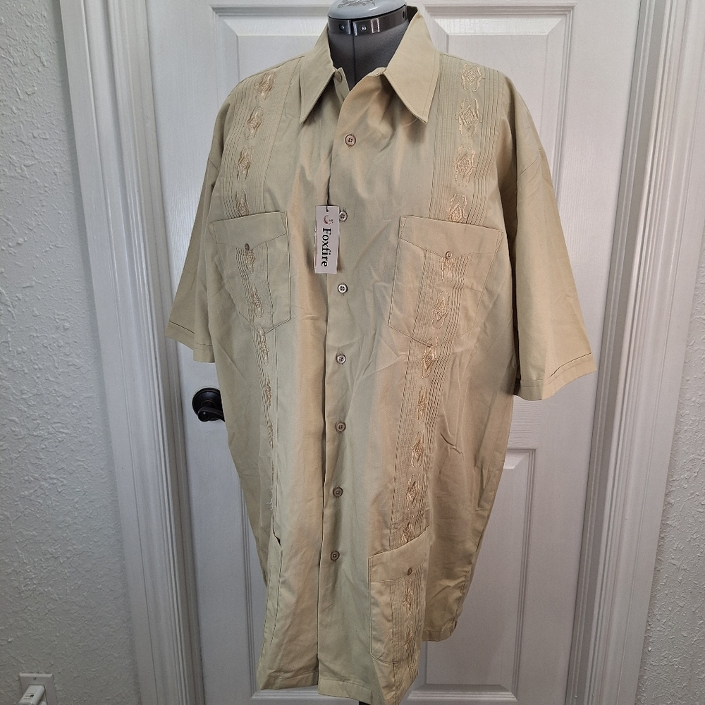 Foxfire Tan Casual Button Down Shirt with Relaxed Fit